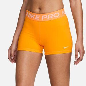 Nike Pro Women's 3" Dri-FIT Training Shorts Sundial Orange Size Small CZ9857-717